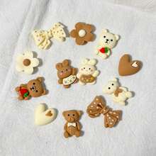 12pcs Cute Animal & Floral Shoe Charm Set - Adorable Bear, Bunny, Heart & Bow Designs In Pastel Colors, Durable ABS Material - Perfect For DIY Shoe Customization & Fashion Accessories