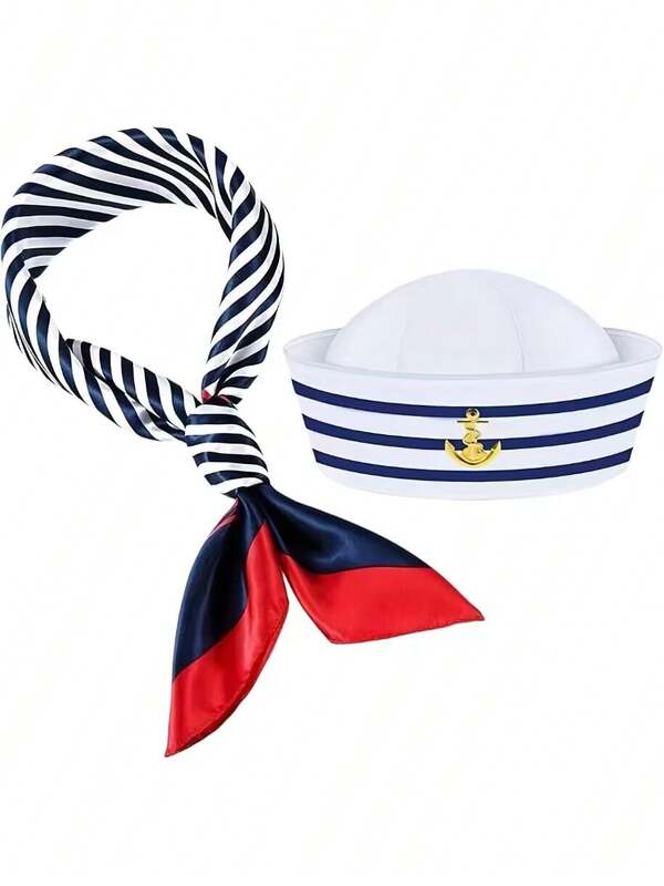 1pc Polyester Yacht Captain Hat For Women & Men, Suitable For Beach Party, Birthday Accessories, Bachelorette Party, Christmas, Adult Party, Carnival, Cruise Party, Bar