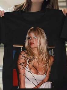 Pamela Anderson Beauty Signed Vintage  S-5XL T-Shirt - 黑色 - 查看 1