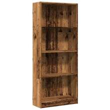 Librería Larryhot madera vieja 60x24x143 cm madera industrial, resistente y duradera, fácil de montar, estilo decorativo, adecuadA, Para guardar adornos, figuras, libros, pequeños objetos, etc. - Marrón - Ver 2