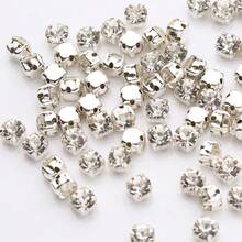 360pcs Silver Sewn Glass Gemstones, Metal Rear Claws Set With Sewn Claw Rhinestone Sewn Gemstones, Glass Rhinestone Sewn On Crystal Gemstones Psychological Flat Back And Silver Claw Jewelry Handicrafts Clothes Shoes Clothing