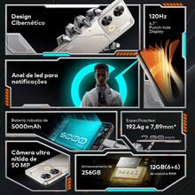 Smartphone Itel P65 Power 256GB/12GB RAM Tela de 6,7", Câmera de 50MP, NFC, Bateria 5000 mAh - ANATEL - Preto - Visão 6