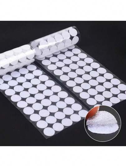 400pcs (200Pairs) Black Or White Self-Adhesive Hook & Loop Round Dots, Dot Glue Hook And Loop, Transparent Circular Adhesive Base, Double-Sided Strong Hook-And-Loop, Suitable For School Classroom Nursery Silent Book, Office, Home