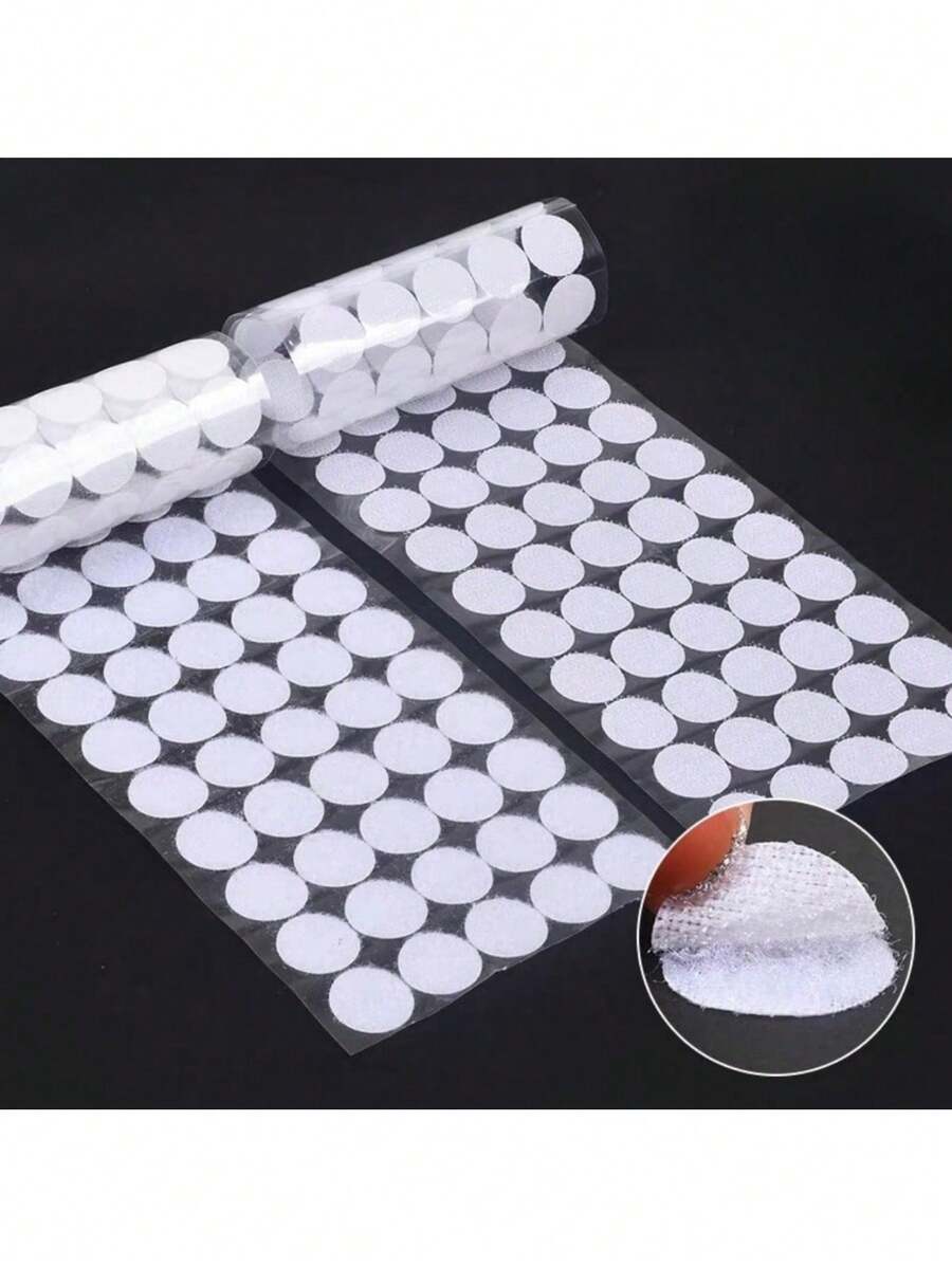 400 个（200 对）黑色或白色自粘钩环圆点，点胶钩环，透明圆形粘合底座，双面强力钩环，适用于学校教室幼儿园静音书本、办公室、家庭