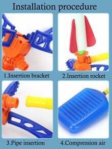 1个随机颜色脚踏式火箭玩具，户外互动发射火箭发射器（部分零件随机发送） - 彩色 - 查看 4