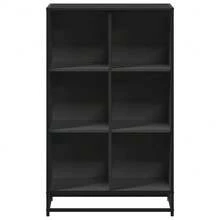 Librería Larryhot negra 65,5x33x107,5 cm de madera industrial, resistente y duradera, fácil de montar, estilo decorativo, adecuadA, Para guardar adornos, figuras, libros, pequeños objetos, etc. - Negro - Ver 4