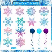 12pcs Christmas Ice And Snow Party Decoration Spiral Pendant Party Packs, Winter Ice And Snow Pendant Hanging Card Snowflake Party Decoration Used
