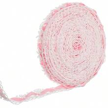 10 Yards Pink Lace Ribbon, Lace Trim Pink Tatting Ribbon Costume Hat Photo Frame Crafts Wedding Bouquet Ornamentation Scrapbooking Decoration