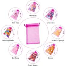 100PCS Organza Bags, 4x6 Inches 10x15cm Small Mesh Bags Drawstring, Jewelry Bags, Packaging Bags Valentines Day, Party, Festival, Bathroom Soaps, Makeup Organza Favor Bags White - Hot Pink - View 5