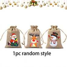 24pcs Christmas Gift Bags, Drawstring Closure - Santa Claus, Reindeer, Snowman Patterns - Faux Linen Material (1/6/12/24pcs) Suitable For Christmas Favors, Advent Calendar, Christmas Tree Decoration - Party, Office, Home Gathering - Holiday Candy Bags, Christmas Gift Bags, Holiday Candy Boxes, Holiday Patterns, Rustic Style Gift Bags, Party Favors, Reusable Packaging, Office Gifts - Multicolor - View 11