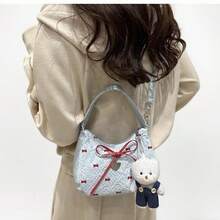 Borsa a tracolla unica stile Ins, novità estiva 2025, borsa coreana alla moda con fiocco, borsa sotto braccio con pendente