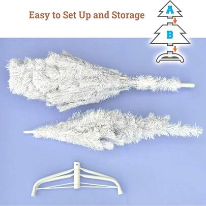 1Pc 4-Foot Artificial Christmas Trees, White PVC With Metal Stand, Realistic Christmas Tree, Durable And Affordable Christmas Decorations, Suitable For Indoor/Outdoor, Easy To Assemble Holiday Decorations, Suitable For Christmas Decorations, Home Decorations, Room Decorations, Christmas Gifts Christmas Decorations Home Christmas Gifts Christmas Decor