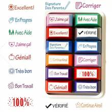 2pcs Colorful French Teacher Evaluation Stamp, Automatic Ink-Emitting Stamp – Ideal For Grading Home Assignments, Collecting Parent Signatures, Motivating Students, And Rewarding Good Behavior. Perfect For Back-To-School Supplies, And Ideal Gifts For Thanksgiving, Christmas, And Saudi National Day Celebrations.