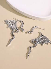 1 对哥特朋克龙可拆卸深色风格耳钉，适合女士，时尚夸张节日派对日常礼物