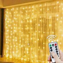 100/200/300/600 LED燈, USB供電, 8種照明模式, 遙控器, 適合聖誕節、婚禮、家居和臥室裝飾 - USB 窗簾燈 - 查看 2