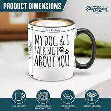 Shop4ever My Dog & I Talk About You Ceramic Coffee Mug Tea Cup, Funny Gift For Dog Dad Dog Mom Gift 11 Oz. (Black Handle) - 黑色手柄 - 查看 3