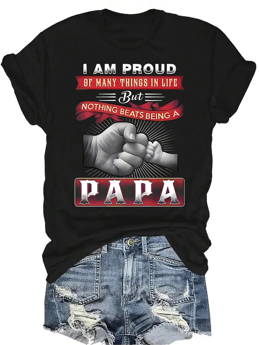 Camiseta con patrones interesantes para mujer y unisex, de verano, casual, transpirable, con cuello redondo, manga corta, estilo urbano y versátil, adecuada para adolescentes y adultos - Negro - Ver 1