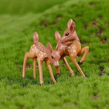 2 件/6 件精美微型鹿雕塑小雕像 - 精致的仙女花园装饰，手工树脂艺术，异想天开的家居装饰点缀，适合自然爱好者的独特圣诞礼物