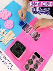 1pc/2pcs Silicone Mat For Resin Molds, 15.7" X 11.7" Playdough Mat, Silicone Sheet For Crafts Jewelry Resin Molds Mat, Nonstick Silicone Craft Mats For UV Resin, Paint, Clay - Multicolor - View 4