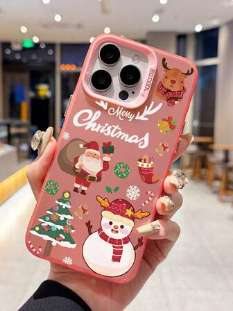 1 pieza Funda de teléfono rosa con diseño de muñeco de nieve navideño, con protección completa contra caídas y arañazos, adecuada para uso diario y viajes, compatible con iPhone XR/11 Pro Max/7P/8P/12 Pro/12 Pro Max/13 Pro/13 Pro Max/14 Pro/14 Pro Max/15 Pro/15 Pro Max/14/15Plus/16E/16 Pro/16 Pro Max/SMART8, Galaxy A55/A15/S23/S24/S25 Ultra