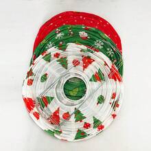Conjunto de 14/15/6 peças - Conjunto de lanternas de papel para pendurar no Natal, com estampas natalinas em vermelho, verde e branco, lanternas em formato de pinheiro, lanternas em formato de chapéu de Papai Noel e pingentes de leque de papel. Ideais para decorar festas de Natal, jardins e casas. - Multicolorido - Ver 9