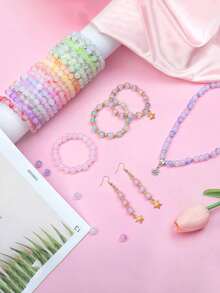 1 caja de cuentas de vidrio de 8 mm para hacer joyas, cuentas de dos colores, cuentas de cristal para hacer pulseras, kit para hacer joyas y manualidades DIY