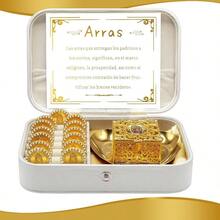 DArras Para Boda Catolica Wedding Coins Arras De Boda Set With 13 Virgen De Guadalupe Aras Coins And Decoracion Box For Ceremony. RecShaped10 - 金色 - 查看 3