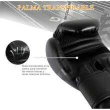 Jasonwell Guantes de Box 10 12 14 16 Oz para Entrenamiento y Costal - Protector Bucal Incluido - Absorción de Impactos para Boxeo, Kickboxing y Gym - Negro - Ver 7