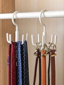 5-Prong Rotating Wardrobe Hanger Multifunctional Hook For Hanging Bags, Belts, Scarves, Ties, Clothes, Home Organization Storage Rack, Large Size - White - View 12