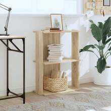 Librería Larryhot de 3 niveles roble sonoma 60x30x80 cm, resistente y duradera, fácil de montar, estilo decorativo, adecuadA, Para guardar adornos, figuritas, libros, pequeños objetos, etc. - Marrón - Ver 3