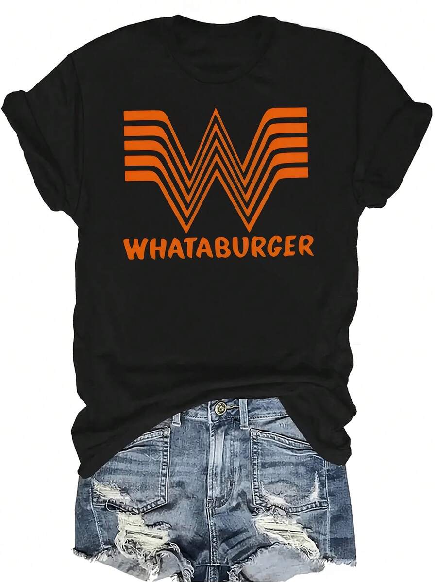 Camiseta de mujer con patrón de líneas interesante, unisex, de verano, casual, transpirable, con personalidad, cuello redondo, manga corta, ropa de calle, versátil, adecuada para adolescentes y adultos - Negro - Ver 1