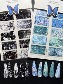 2packs Luxury Designer Original Design Marble Gradient Color Blending Watercolor Style Nail Sticker L034-L035