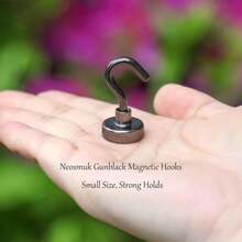 Neosmuk Magnetic Hooks,30lb Heavy Duty Earth Magnets With Hook For Refrigerator, Extra Strong Cruise Hook For Hanging, Magnetic Hanger For Cabins, Grill (Gunblack, Pack Of 4) - MàuE - Xem 4