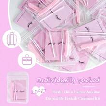Disposable Eyelash Extension Kit 20 Set Eyelash Kit With Lash Spoolies Brush Lip Brush Compressed Facial Sponges Instruction Cards Style A