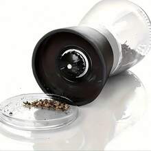 1pcManual Pepper Grinder - With Glass Body And Stainless Steel Ceramic Core - For Chili, Sea Salt, Seasonings - Electricity-Free - Kitchen And Dining Essentials