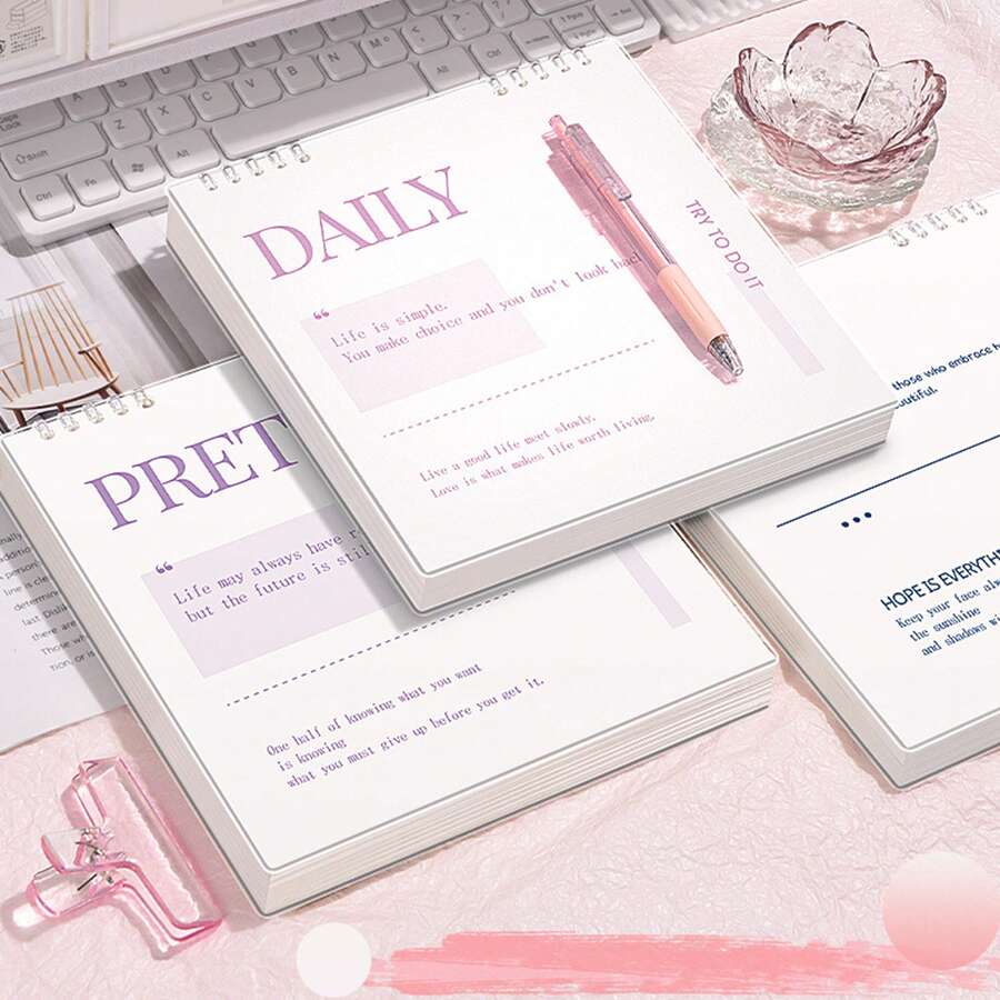 1pc Random Minimalist Square Loose-Leaf Notebook, Detachable Notepad, High-Quality Lined/Grid Notebook, Suitable For Student Rewards, Office Records, Gifts For Friends