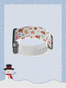 1pc Christmas Gingerbread Bow Soft Elastic Breathable Comfortable Wristband Replacement Watch Band Compatible With Samsung, Garmin, Honor Smartwatches, 38mm 40mm 41mm 45mm 44mm 42mm 49mm, Fashionable Casual Multi-Color Silicone Watch Band Compatible With Apple Watch Ultra SE/10/9/8/7/6/5/4/3/2/1