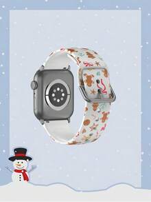 1pc Christmas Gingerbread Bow Soft Elastic Breathable Comfortable Wristband Replacement Watch Band Compatible With Samsung, Garmin, Honor Smartwatches, 38mm 40mm 41mm 45mm 44mm 42mm 49mm, Fashionable Casual Multi-Color Silicone Watch Band Compatible With Apple Watch Ultra SE/10/9/8/7/6/5/4/3/2/1