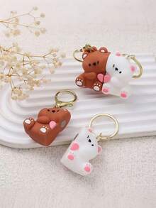 2 件/套情侣钥匙扣系列，卡通人物背包挂饰，毛绒磁铁挂链，汽车钥匙链和包包吊饰，夜光小人吊坠，圣诞节，感恩节，派对，生日礼物