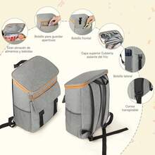 Nevera portátil, mochila térmica aislada, mochila nevera suave aislada a prueba de fugas, adecuada para picnics, camping, playa, senderismo - gris - Ver 4