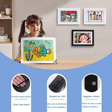 2pcs Marco para Dibujos Niños, Marcos de fotos de galería, Marcos para Cuadros, Gire la tapa Marco de arte magnético para niños Se puede colgar horizontal o verticalmente12.9 * 8.6 * 1.18 in (Negro) - Azul y rosa - Ver 2