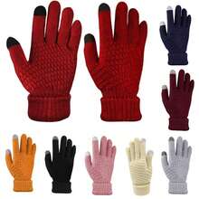 Women's And Men's Winter Ski Magic Gloves Warm Full-Finger Stretch Knitted Polyester Blend With Elastic Acrylic Mittens Jacquard Design For Touch Screen For Outdoor & Cycling