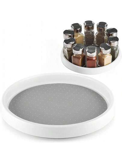 Estante giratorio para condimentos, especias, aceites, sales, salsas y vinagres de cocina, organizador y estante de almacenamiento circular y de uso múltiple, plataforma giratoria para condimentos, gabinete giratorio antideslizante, estante giratorio específico para baño