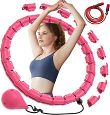 LIKYO Weighted, 32 Nudos Desmontables para Adultos Y Principiantes,Aro de Fitness Infinito Ajustable y Desmontable, 2 en 1 Equipo de Ejercicio de Cintura y Abdominales - 1 - Ver 10