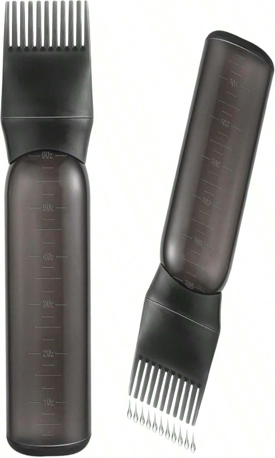 FXSPLCZ Root Comb Applicator Bottle Oil Applicator For Hair Dye Hair Oiling Bottle With Graduated Scale, 6 Ounce (Black) - ColorA - View 1