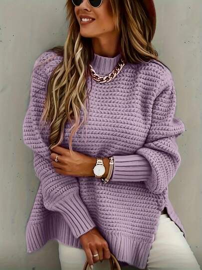 Ropa de talla grande para mujer: elegante jersey beige para otoño e invierno, top opaco de manga larga, lavable a máquina, ideal para uso diario y formal (adecuado para mujeres con curvas), suéteres para mujer, ropa cómoda y abrigada, aspecto sencillo, tejido clásico, tela resistente, sudadera informal y moderna de manga larga, directamente del almacén local.