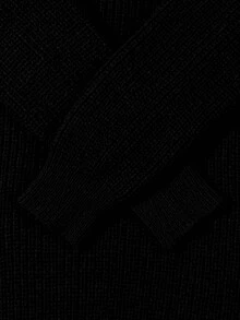 Lightweight Casual Textured Knit Sweater, Minimalist Design, Loose Fit Crew Neck Pullover For Unisex, Suitable For Autumn/Winter - Black - View 11
