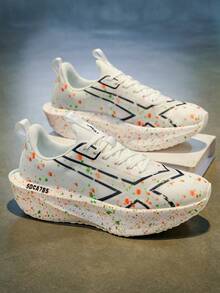 Unisex Lightweight Breathable Running Shoes - Full Carbon Plate Technology - White-Blue-Orange Combination - Low-Top Mesh Design Suitable For Marathon, Sprinting And Casual Wear - Spring/Summer Sports Shoes - Flexible Rubber Sole