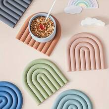 1pc Silicone Cup Mat, Heat Insulation Pad, Bowl Mat, Placemat, Dish Mat, Colorful Dining Table Mat, Multi-Color Options