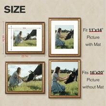 16x20 Gold Picture Frame, 2 Pack Ornate Vintage Picture Frames For Wall Or Tabletop Display, 16x20 Photo Frame Gold With Plexialass, Display Poster 11x14 With Mat Or 16x 20 Without Mat For Antique Déco,18311822 - Black and White - View 2